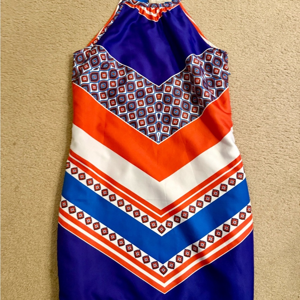 Banana Republic Dress Blue Orange Sleeveless Lined